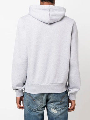 Casaco cinza de algodão com capuz e logo