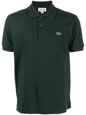 Camisa polo verde escuro com mangas curtas com patch de logo