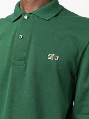 Camisa polo verde clássica de algodão com patch de logo