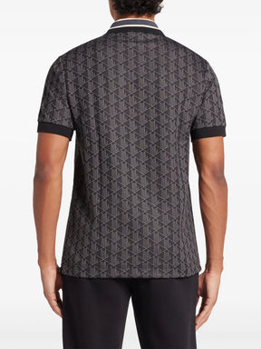 Camisa polo preta de jacquard monogramado