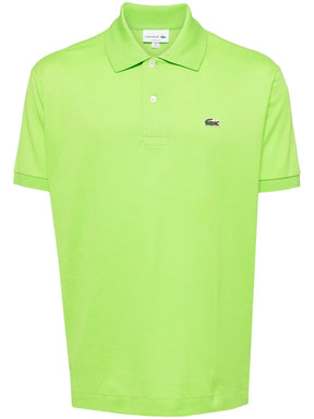 Camisa polo verde brilhante mangas curtas com patch de logo