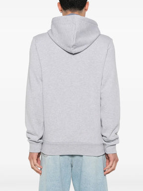 Casaco cinza de capuz com zíper e logo