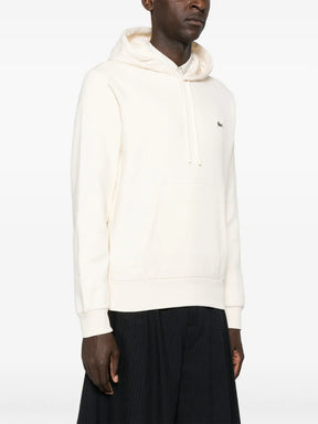 Casaco bege de algodão com capuz e logo