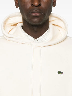 Casaco bege de algodão com capuz e logo