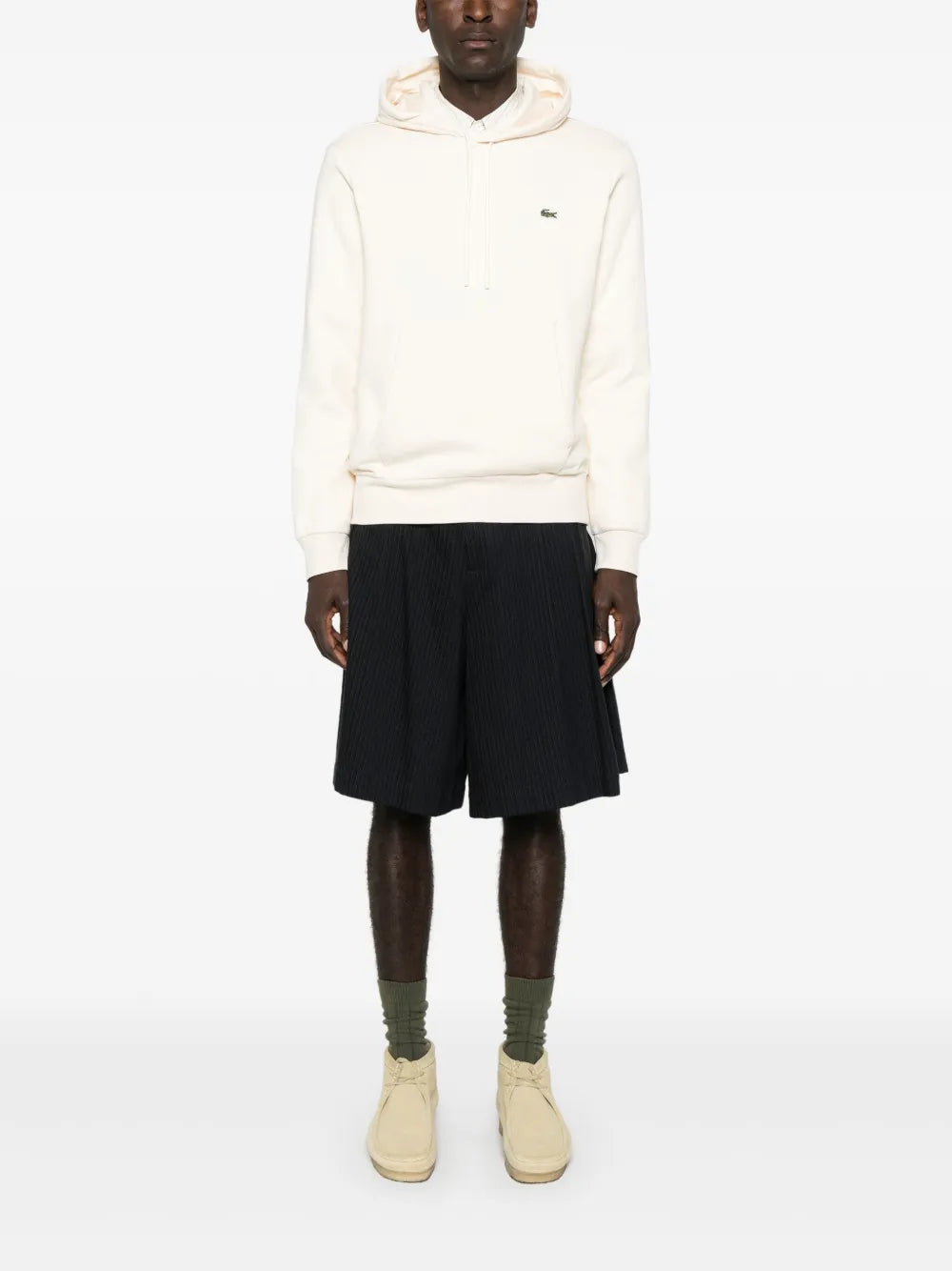 Casaco bege de algodão com capuz e logo