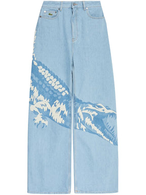 jeans reto com patch de logotipo