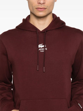 Casaco vermelho vinho de fleece com capuz