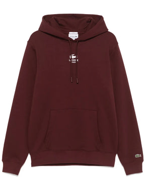 Casaco vermelho vinho de fleece com capuz