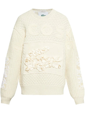Suéter LACOSTE x Lemarié com apliques florais