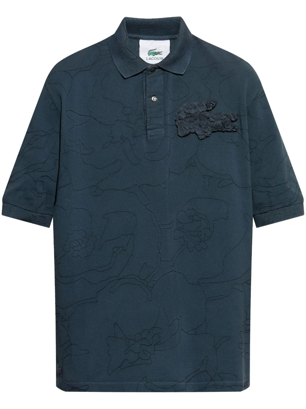 Camisa polo azul com aplicação de crocodilo