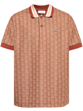 Camisa polo laranja de jacquard monogramado