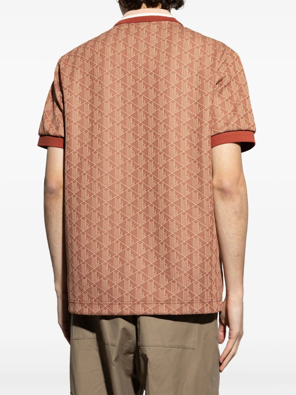 Camisa polo laranja de jacquard monogramado