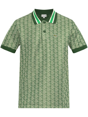 Camisa polo verde com padronagem jacquard