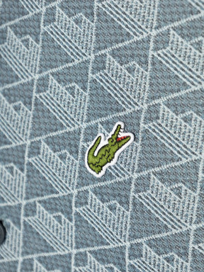 Camisa polo azul com padronagem jacquard