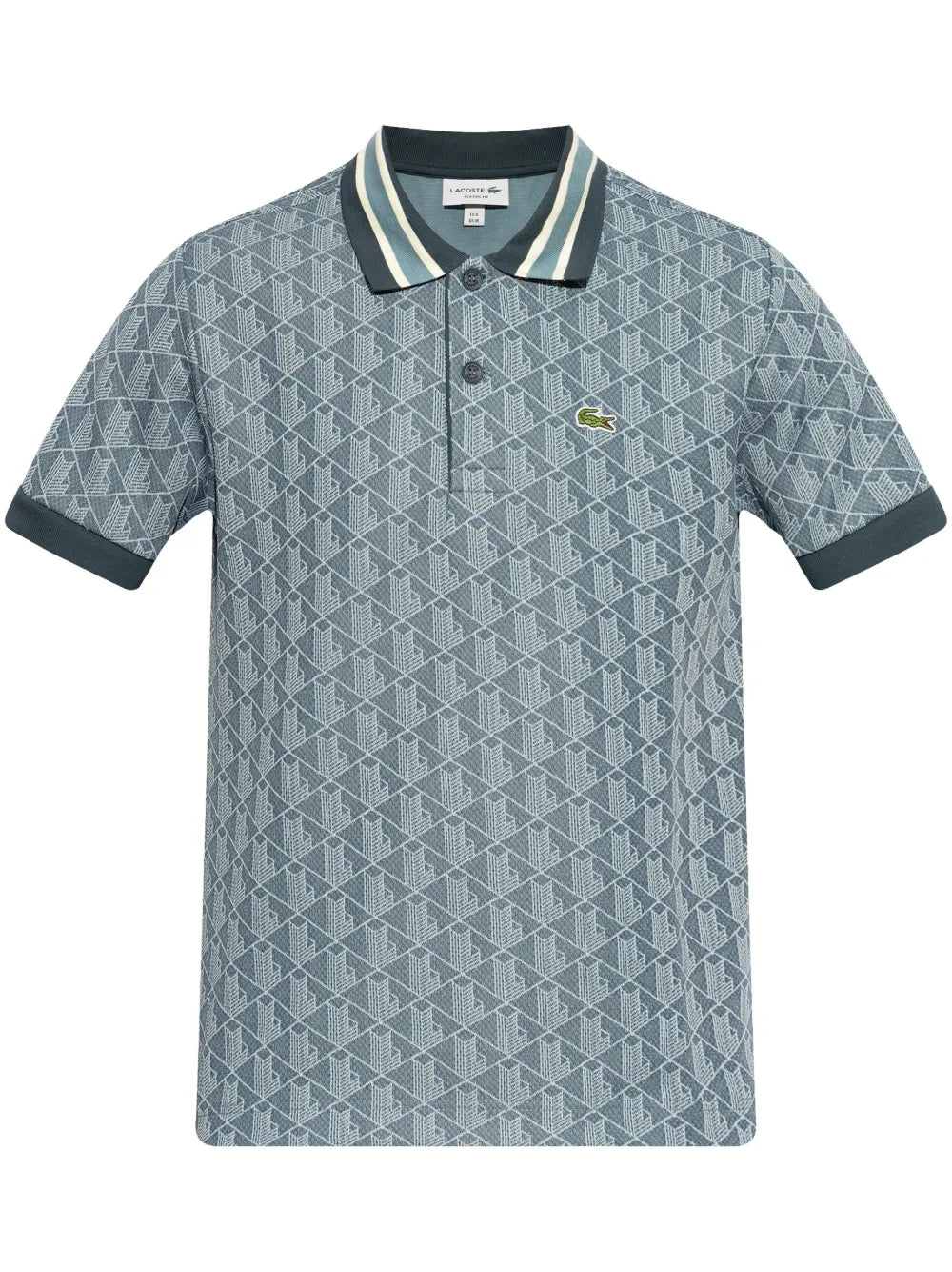 Camisa polo azul com padronagem jacquard