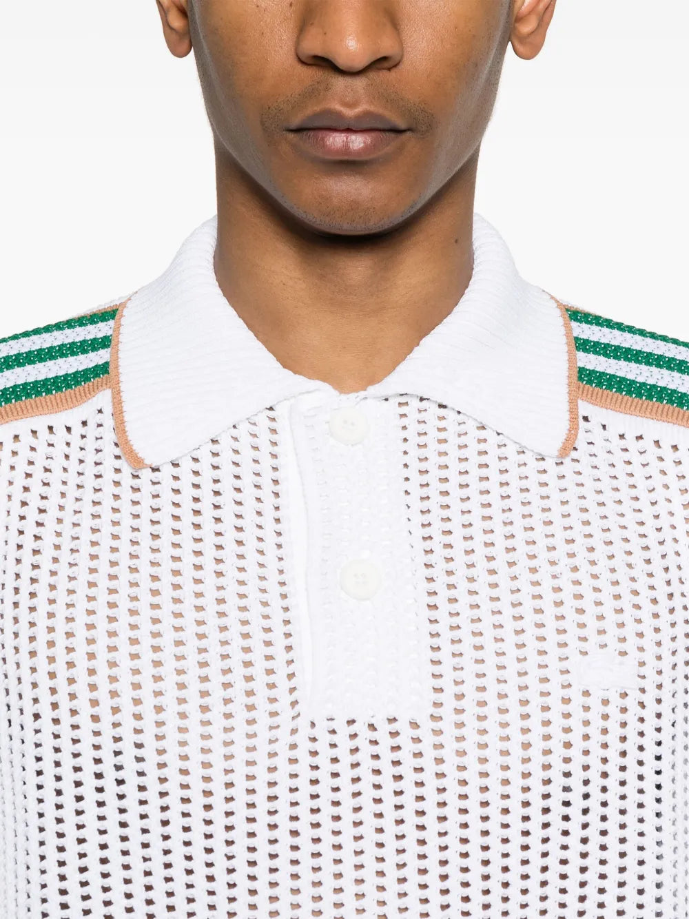 Camisa polo com trama aberta