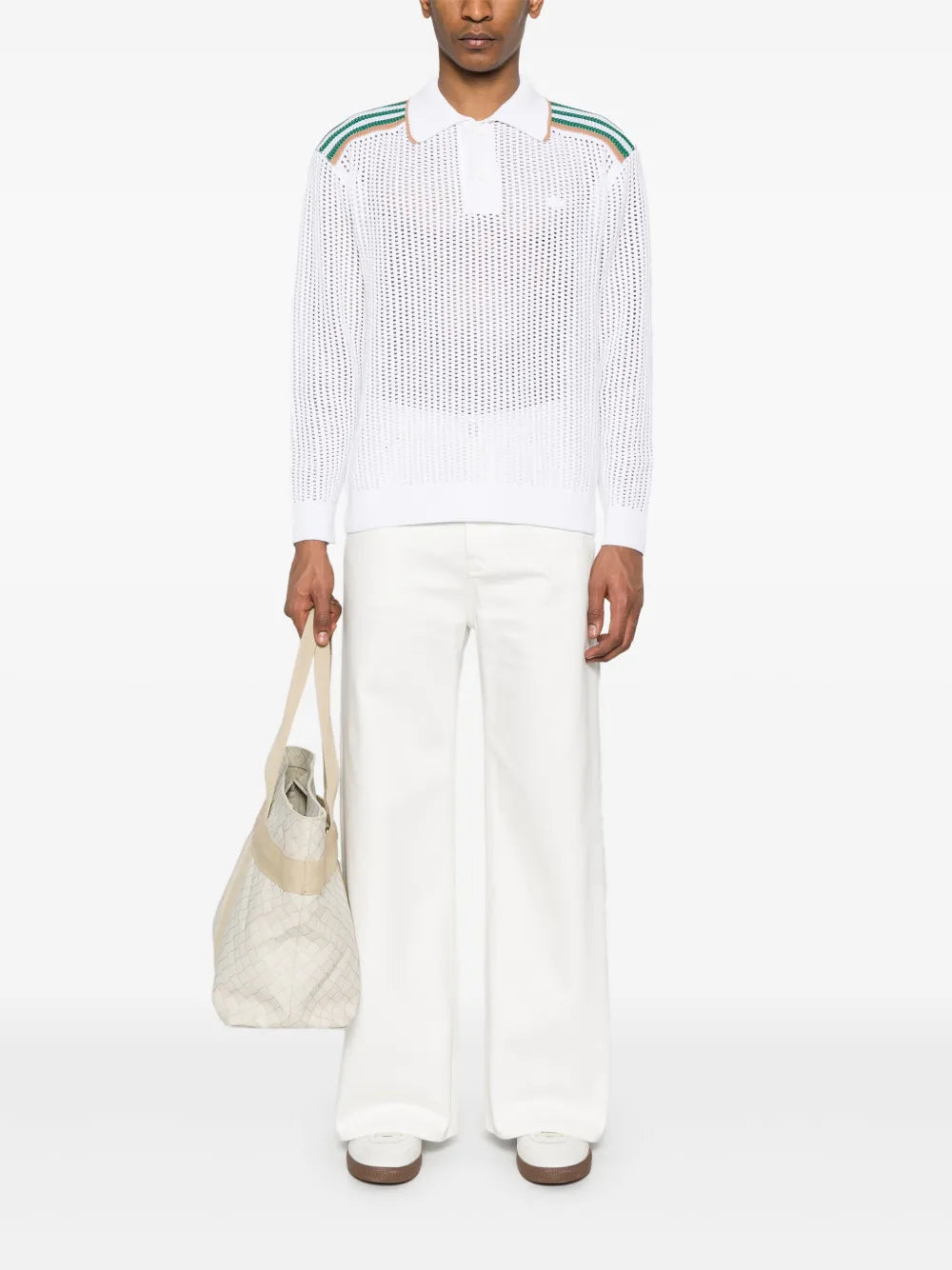 Camisa polo com trama aberta