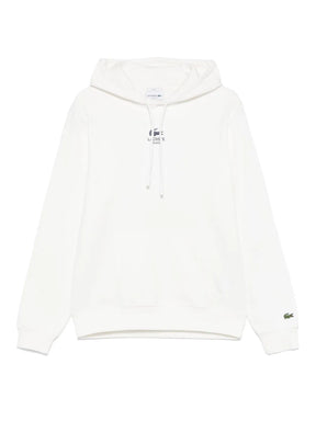 Casaco branco de fleece com capuz