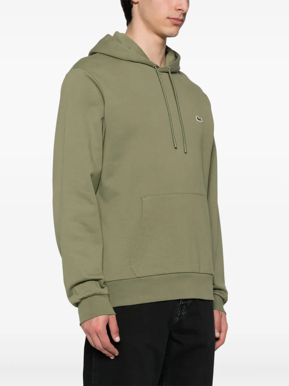 Casaco verde musgo com capuz e patch de logo