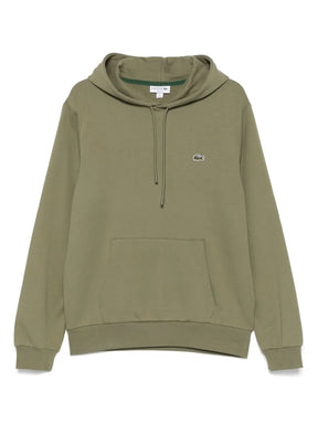 Casaco verde musgo com capuz e patch de logo