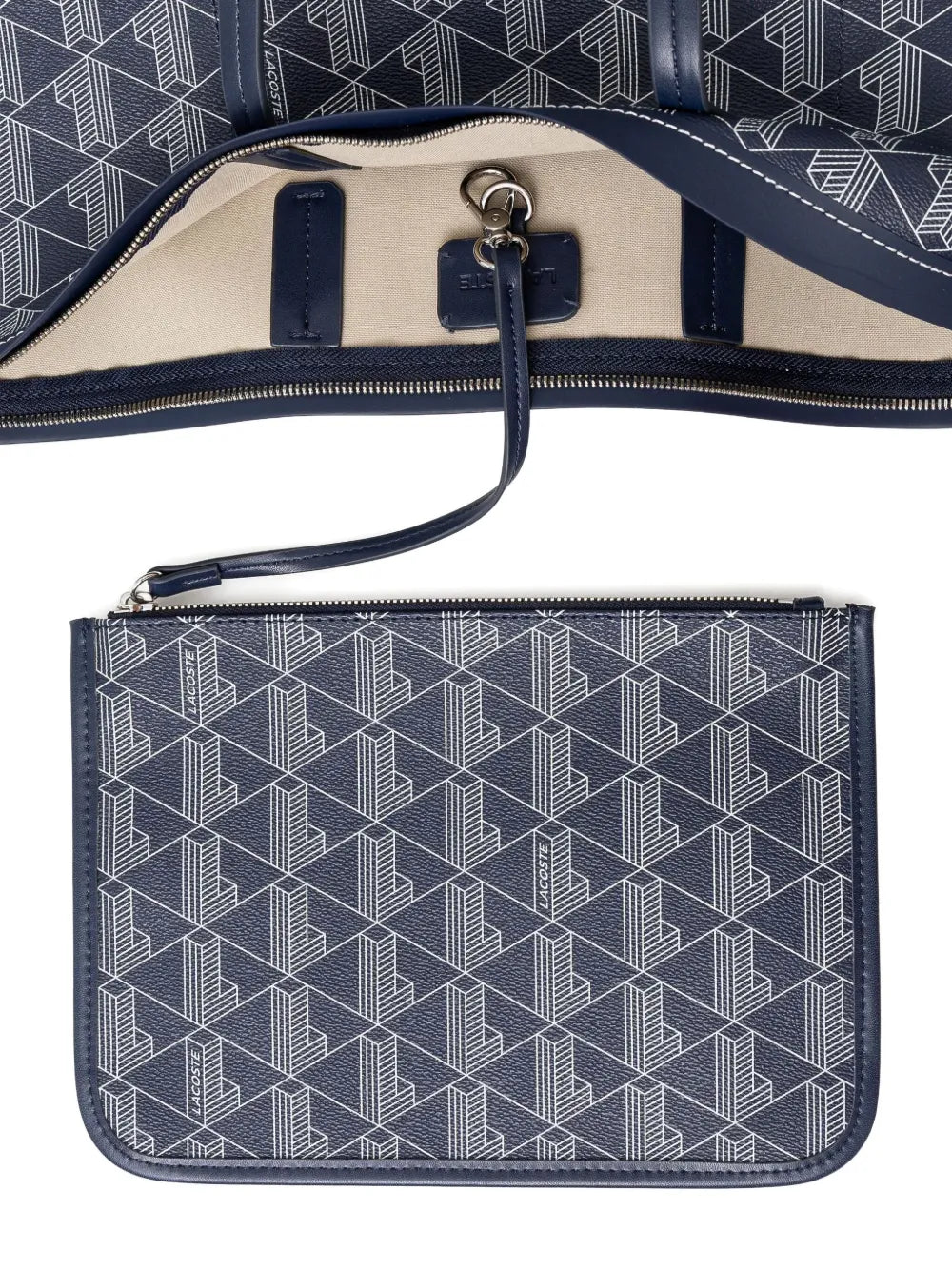 bolsa tote com padrão de monograma