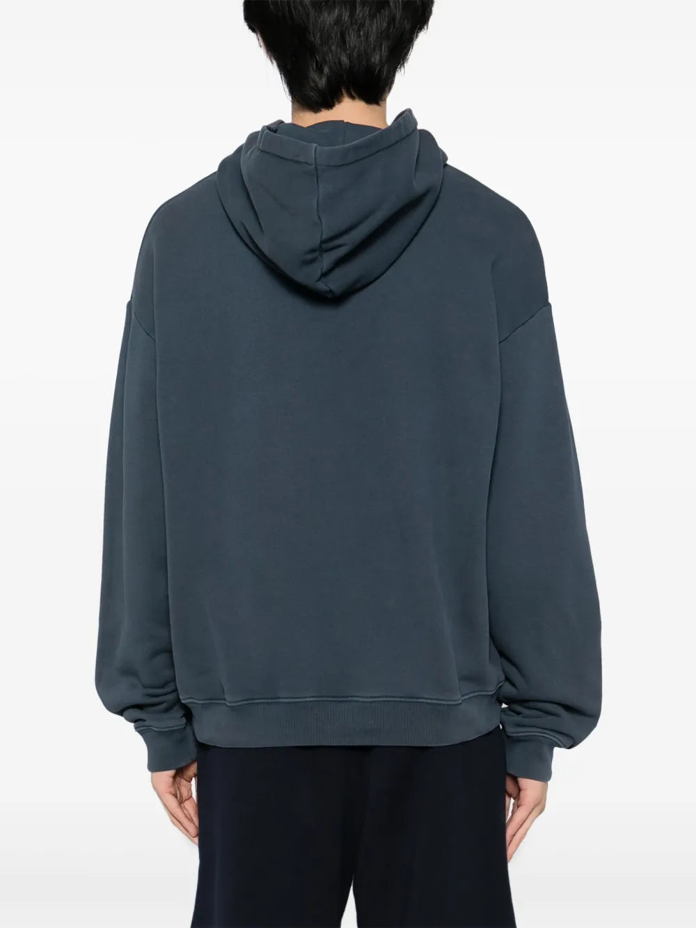 Casaco azul escuro de capuz com patch de logo