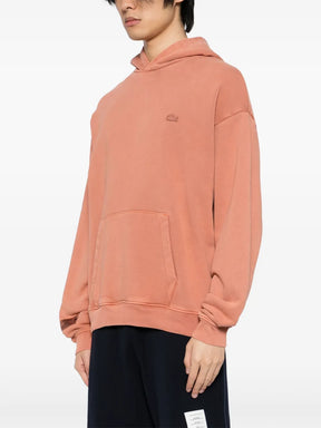 Casaco rosa claro jeans com capuz e patch de logo