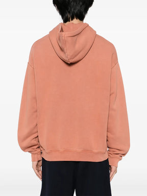 Casaco rosa claro jeans com capuz e patch de logo