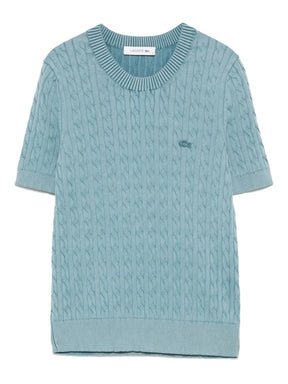 suéter de malha trançada