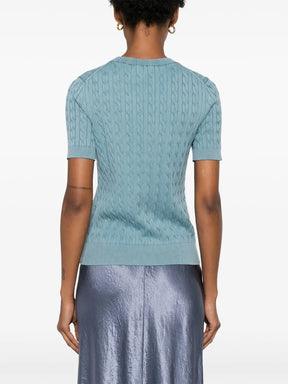 suéter de malha trançada