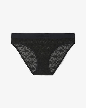 Calcinha de renda com logo no cós