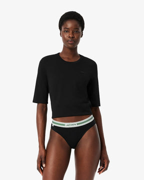 Cuecas de algodão elástico com cós contrastante