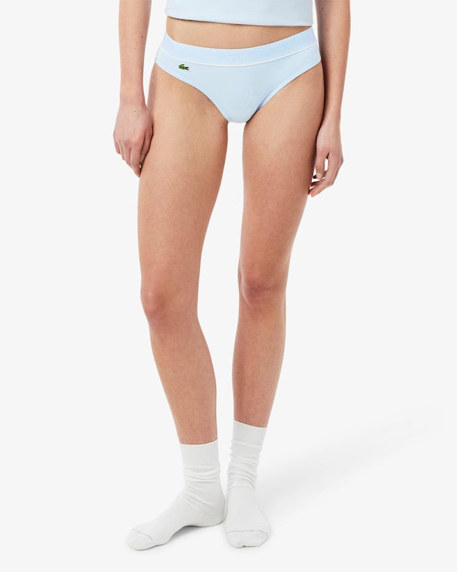 Calcinha de algodão canelada com crocodilo bordado