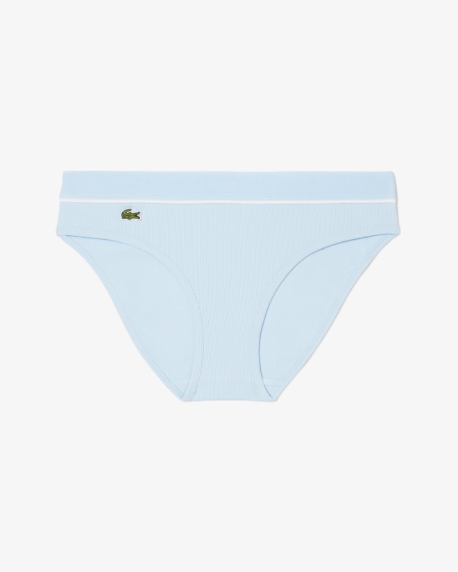 Calcinha de algodão canelada com crocodilo bordado