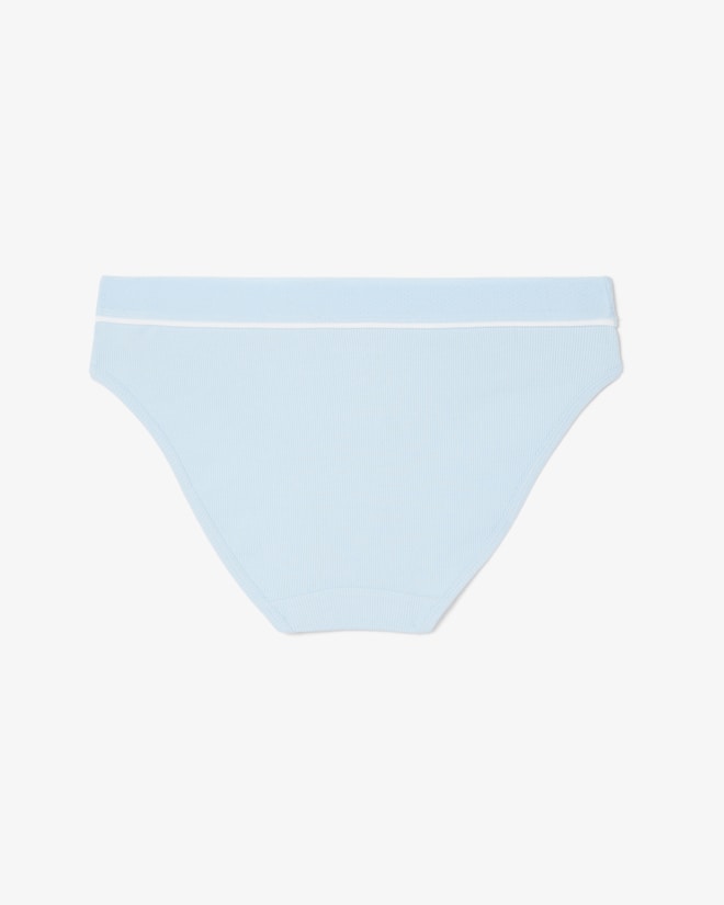 Calcinha de algodão canelada com crocodilo bordado