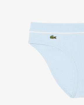 Calcinha de algodão canelada com crocodilo bordado