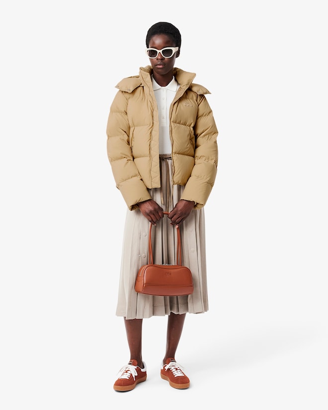 Jaqueta acolchoada com capuz e corte solto