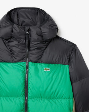 Casaco acolchoada impermeável com blocos de cores