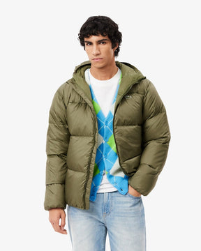 Casaco acolchoada com capuz repelente à água