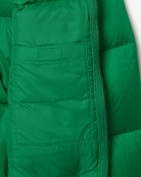 Casaco curta acolchoada com capuz repelente à água