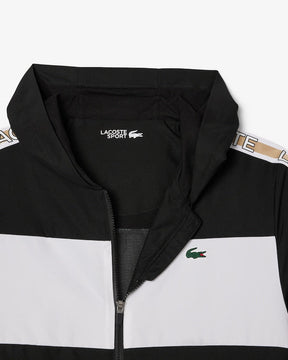 Casaco castanho e branco desportivo com logo