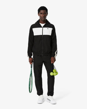 Casaco castanho e branco desportivo com logo