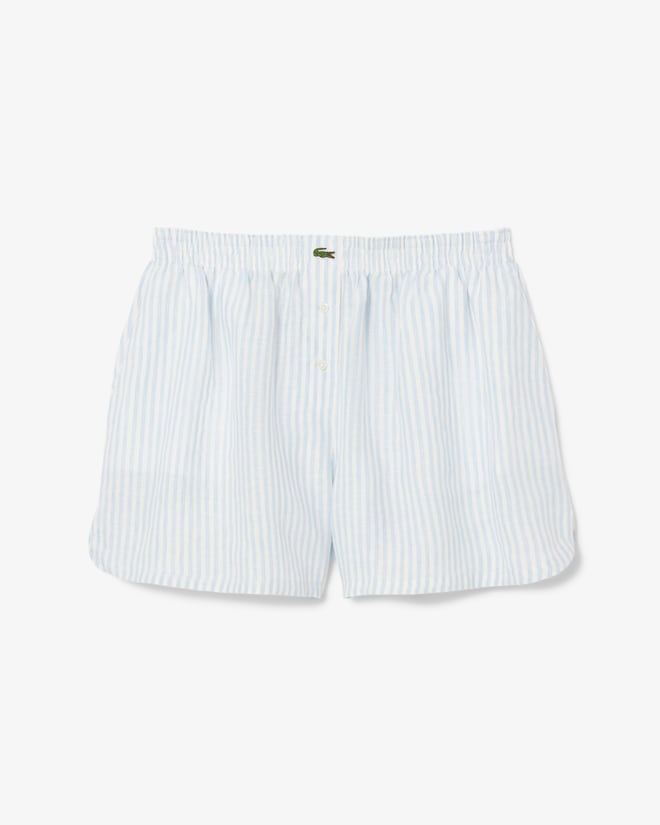 Shorts de linho listrados e folgados