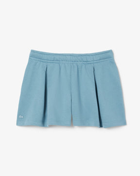 Shorts de pelúcia plissados