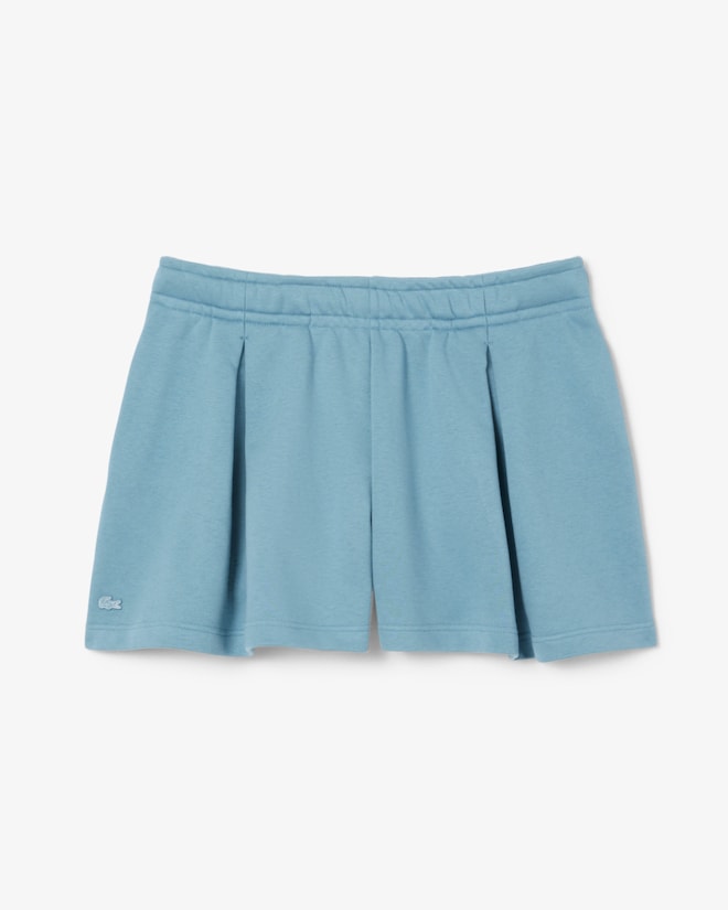 Shorts de pelúcia plissados