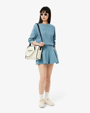 Shorts de pelúcia plissados