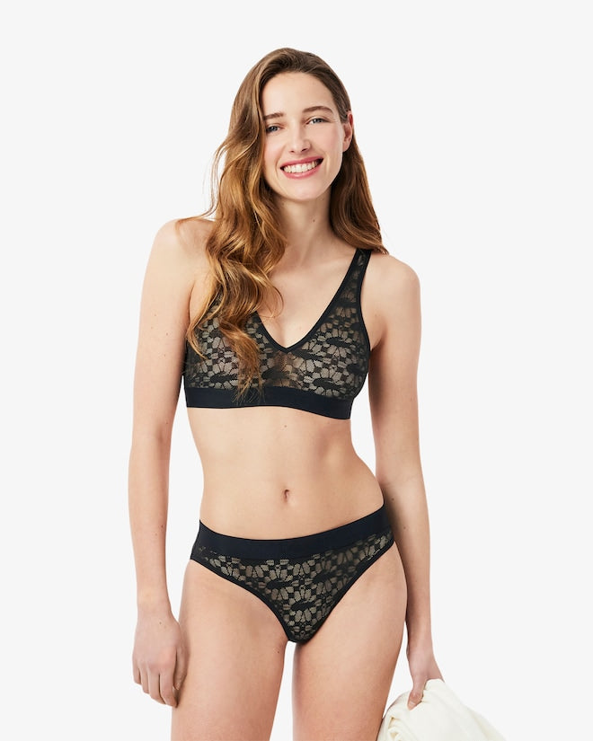 Sutiã bralette de renda com logotipo