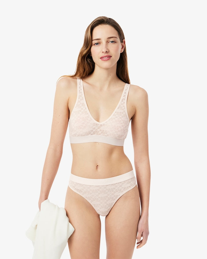 Sutiã bralette de renda com logotipo