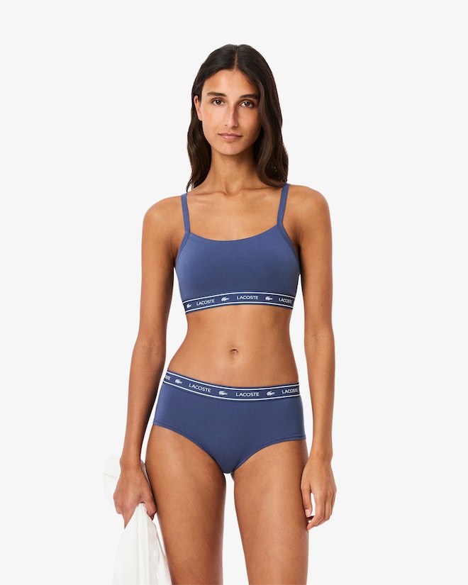 Sutiã bralette de algodão elástico com fita de logotipo