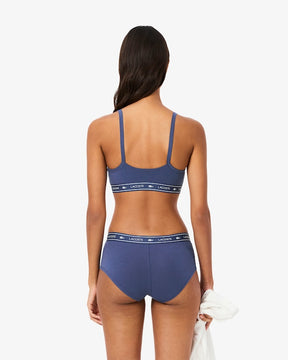 Sutiã bralette de algodão elástico com fita de logotipo